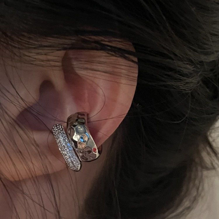 Metal Double Layer Ear Cuff With A Sparkling Diamond Like Finishno Piercing Required