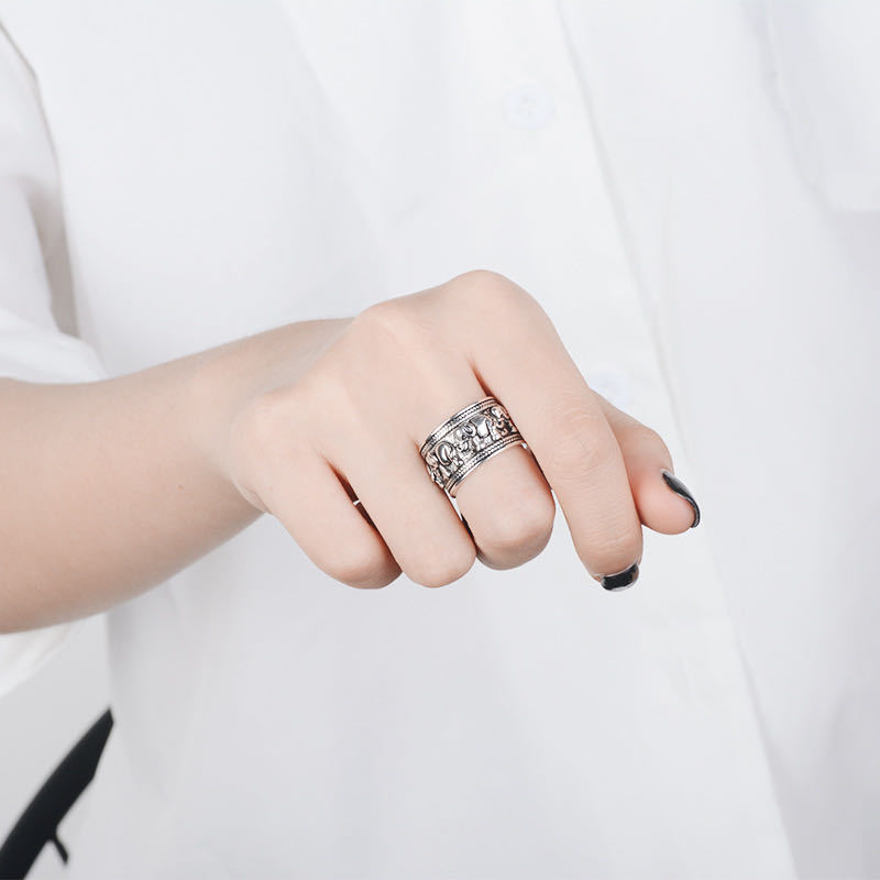 Japanese-Korean Retro Ethnic Style Wide Elephant Retro Ring