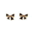 Exquisite And Compact Black Bow Stud Earrings