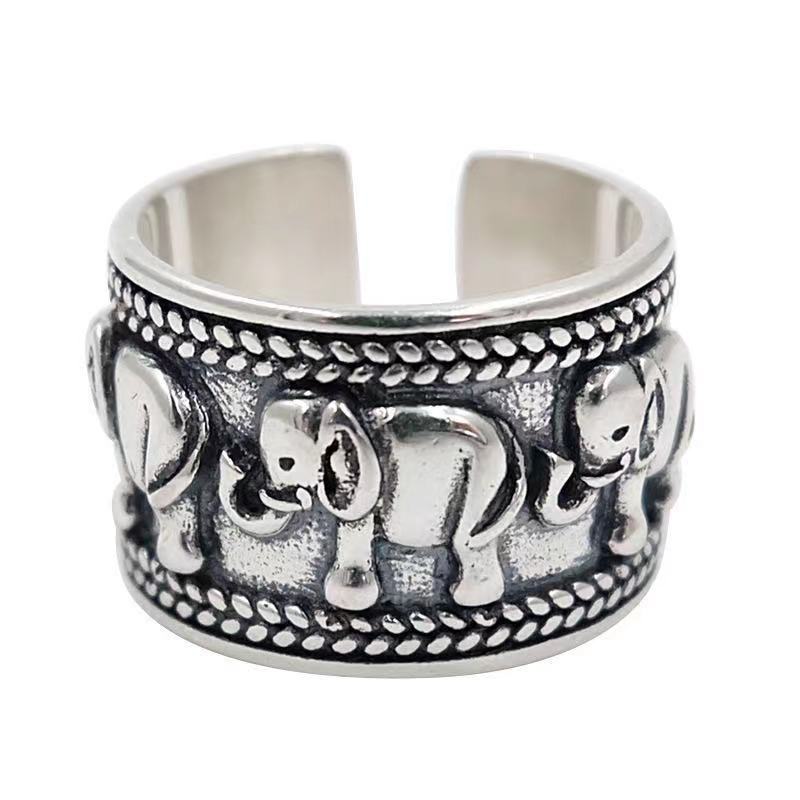 Japanese-Korean Retro Ethnic Style Wide Elephant Retro Ring