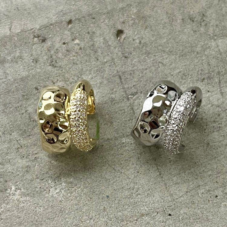Metal Double Layer Ear Cuff With A Sparkling Diamond Like Finishno Piercing Required