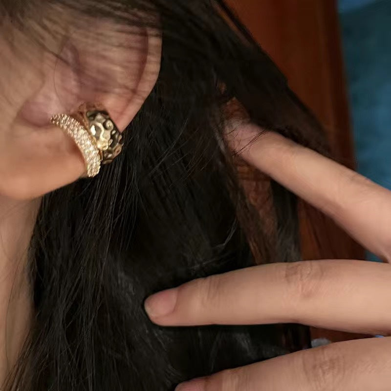 Metal Double Layer Ear Cuff With A Sparkling Diamond Like Finishno Piercing Required